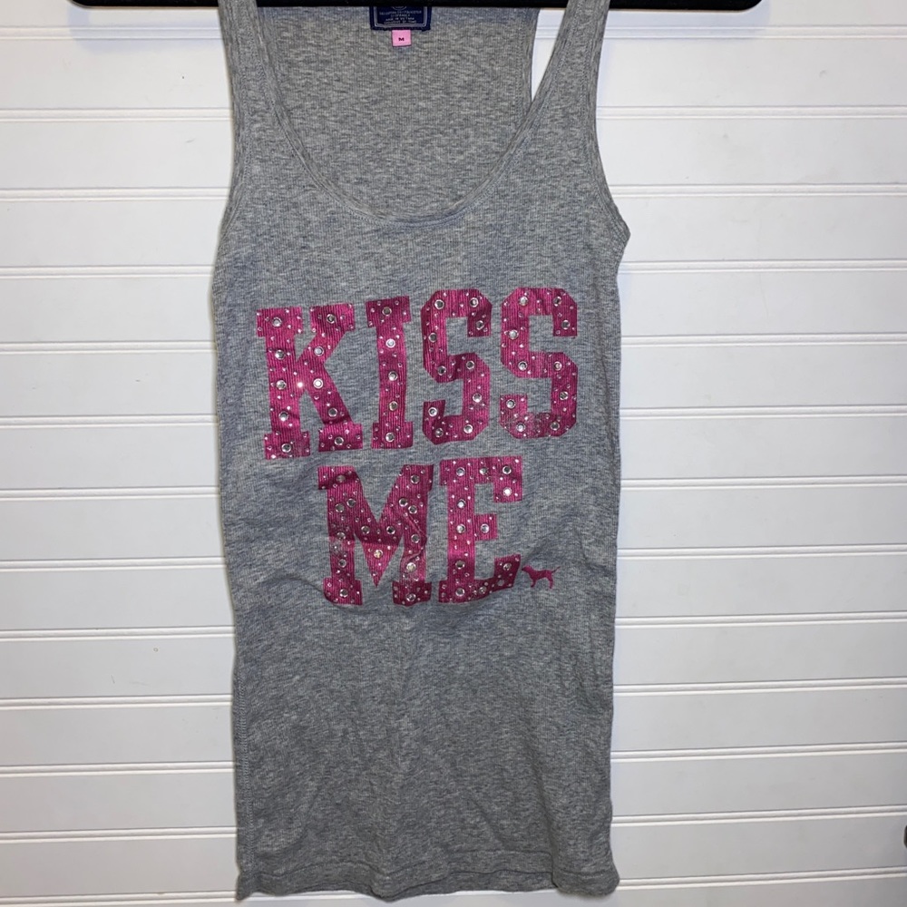 “KISS ME” PINK Bling Tank Top